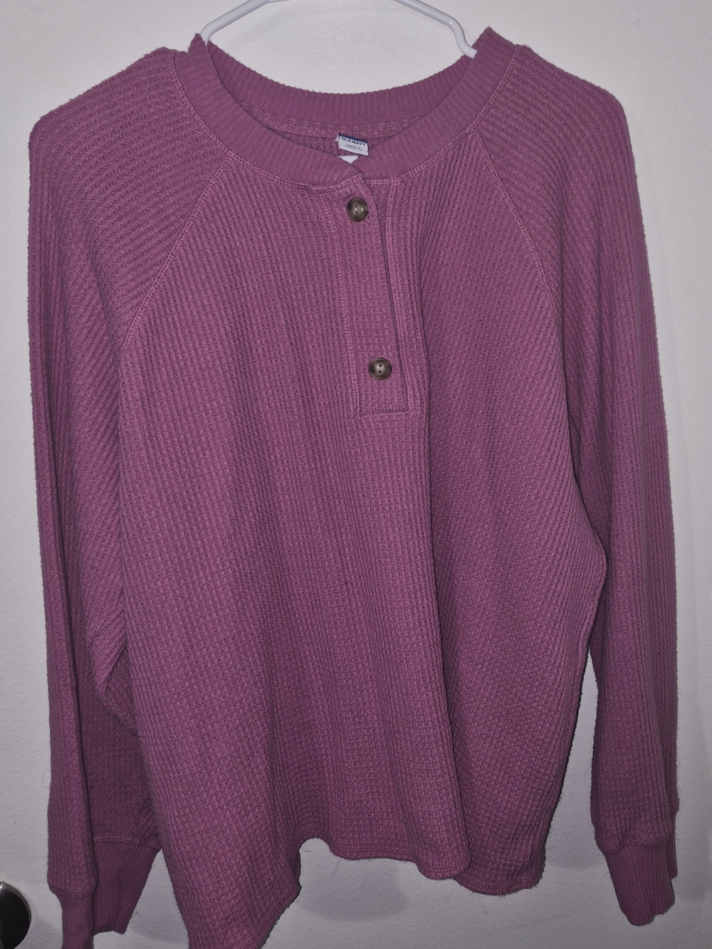 Old Navy Waffle-Knit Henley Sweater - Dusty Rose